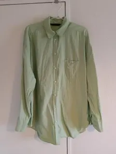 ZARA グリーン オーバーサイズ シャツ M ストライプ