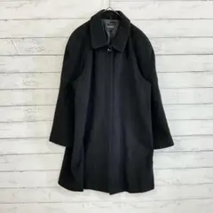 ウールアンゴラ混 黒 オーバーサイズ Aラインコート レディース 体型カバー 冬
