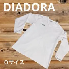 M380 DIADORA トレーニングウェア　長袖　ロンT 白　ロゴ　メッシュF