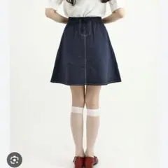 フィント　ステッチ使いバックレースアップミニスカート