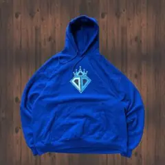 Hanes パーカー 2XL ブルー 王冠ロゴ ダイヤモンドロゴ ビッグサイズ