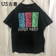 US古着Tシャツ黒　キャラT スーパーマリオゲームキャラクターファミコン