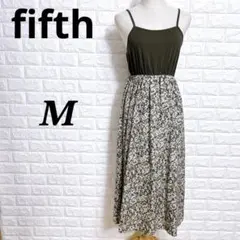 4297 フィフス キャミワンピース Mカーキ 総柄 ゆったり レイヤード