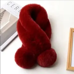 【クリスマス】ふわふわ マフラー 赤 ワインレッド サイズ調整可