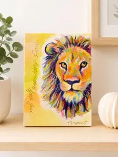 カラフルなゾウの原画 F0号キャンバス 現代アート 絵画 手描き 動物画