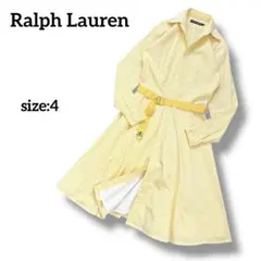 Ralph Lauren　ストライプ柄　シャツワンピース　黄色　白　4