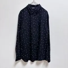UNIQLO ドット柄 長袖シャツ ブラック　オフィス　仕事のサムネイル