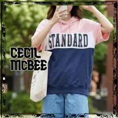 CECIL McBEE ビッグロゴ ストリート M ピンク ゆるダボ パーカー