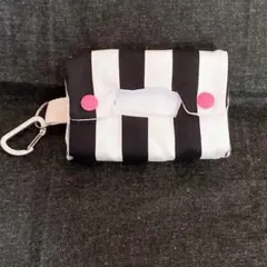 ポータブルティッシュケース ストライプ 黒×白