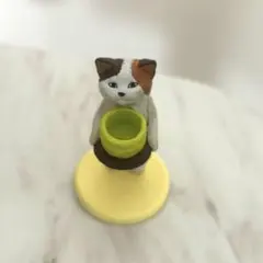 【タイムセール】花房さくら　くださいの像　湯呑みのミケ　ネコ　フィギュア