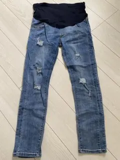 マタニティ デニムパンツ Lサイズ ダメージ加工