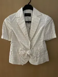 未使用品　SOUP スープ　半袖　テーラード　ジャケット リボン　アイボリー　9