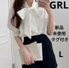 新品 未使用 タグ付き❁ GRLグレイル❁ ボウタイ ブラウス❁ L ホワイト❁
