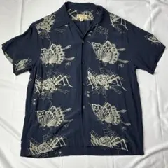 90s Dry Bones レーヨン アロハシャツ 蜘蛛 蝶 総柄 ロカビリーのサムネイル