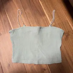 グリーンリブ編みキャミソール