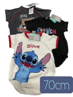 新品☆70cm☆Disneyスティッチロンパース3枚セット☆