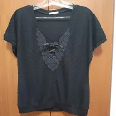 axes femme 胸元刺繍 半袖カットソー ブラック Mサイズ