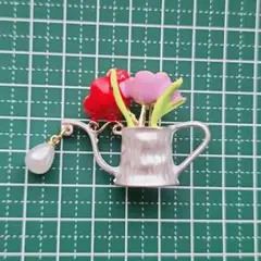 ブローチ 古着 レトロ 花 北欧 チューリップ