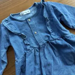 CROISSANCE BEBE デニム風 フリル ワンピース 80cmのサムネイル