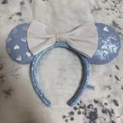 ディズニー　ミニー　カチューシャ水色　ハート