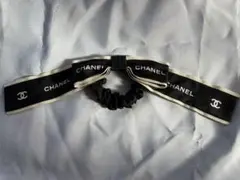 CHANEL シャネル　ヘアゴム・シュシュ 黒 リボン　レア