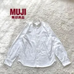 L4【無印良品】コットンシャツ　長袖　ボタンダウン　無地　S カジュアル　人気