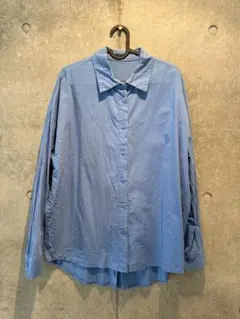 レディース 長袖シャツ 青 ルーズフィット