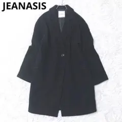 ジーナシス　チェスターコート　ブラック　F　ウール混　ポケット　シンプル　無地