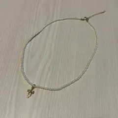 取り外し可能 リボン 小粒 パール ネックレス 真珠