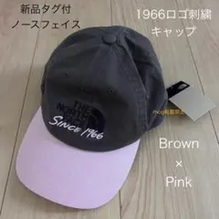 新品タグ付　ノースフェイス 刺繍ロゴ　コットン　キャップ　Brown Pink