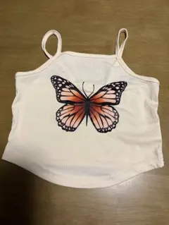 蝶プリントノースリーブタンクトップ