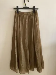 秋冬色　レディース　ロングフレアスカート　茶色　ブラウン　GU サイズS ゴム