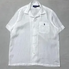 美品 25SS ポロラルフローレン リネン オープンカラーシャツ ホワイトのサムネイル