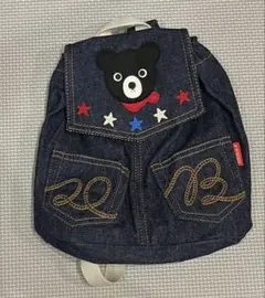 ミキハウス デニムリュック クマ刺繍 日本製