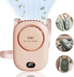 ピンク 携帯 ネックファン 扇風機 首かけ クリップオン 冷却ミニファン