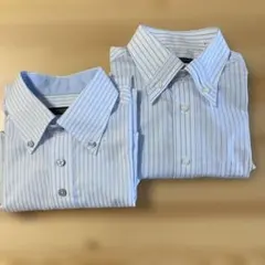 薄地半袖ストライプシャツ 白と青2枚セット