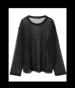 【mizuiro ind 】メッシュドットクルーネックプルオーバー　ブラック　F