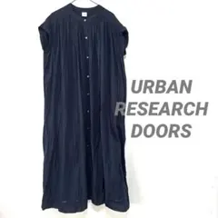 URBAN RESEARCH DOORS ギャザーワンピース 紺のサムネイル