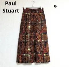 0490 Paul Stuart ペイズリーチェックロングスカート