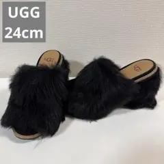 完売希少UGG ROSA FLUFF HEELローザフラッフヒールファーサンダル