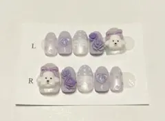 くすみパープルなdogネイル