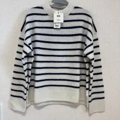 新品　ユニクロ　コントワーデコトニエ　プレミアムラムボーダークルーネックセーター