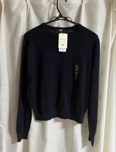 UNIQLO メリノクルーネックカーディガン　紺Mサイズ