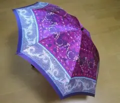 シャルルジョルダン 紫色 花柄 折りたたみ雨傘