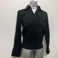 黒ポケット付きクロップド丈シャツ