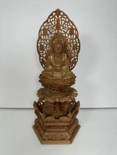 名工 初代彫常 新美常次郎【獅子乗 文殊菩薩】木彫置物 社寺 山車彫刻