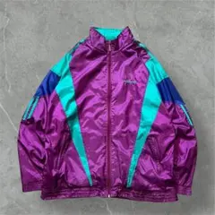90s Old adidas 台湾製 ナイロントラックジャケットマルチカラーL紫