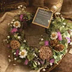 ❣️春の先取りセール❣️アンティークなドライフラワーリース　メルカリ便対応