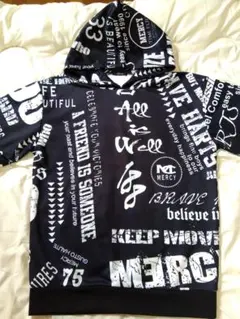 Mercy 英字ロゴ 総柄 半袖パーカー Mサイズ