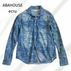 ABAHOUSE ecru カモフラ 迷彩柄 長袖 デニムシャツ USED加工のサムネイル